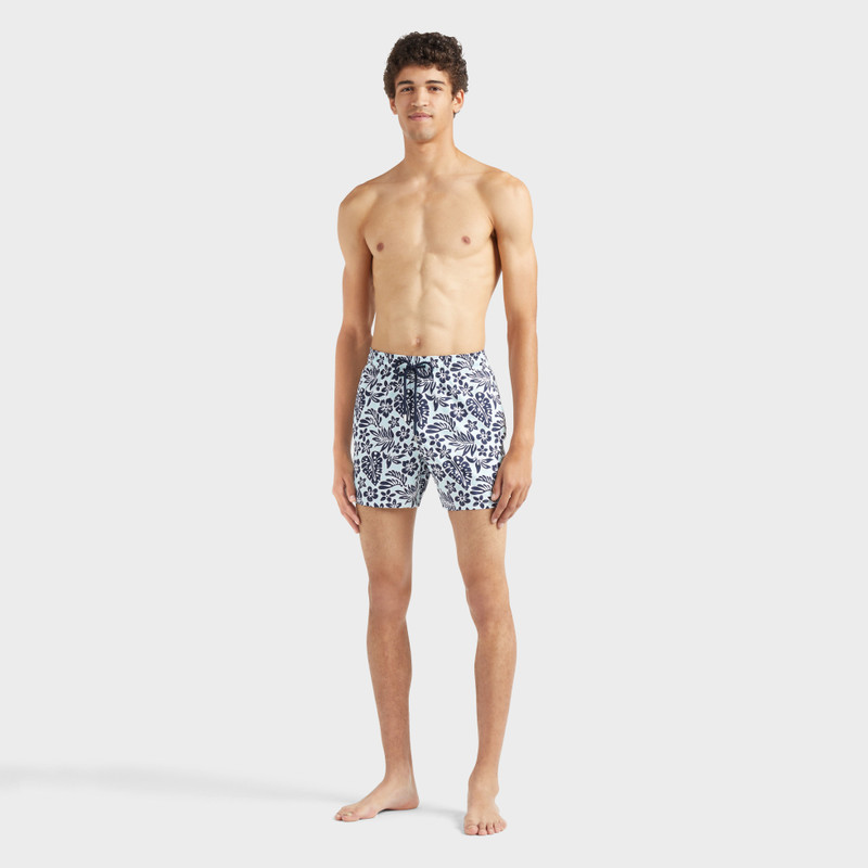 Vilebrequin Men Stretch Short Swim Trunks Jungle Leaves outlook