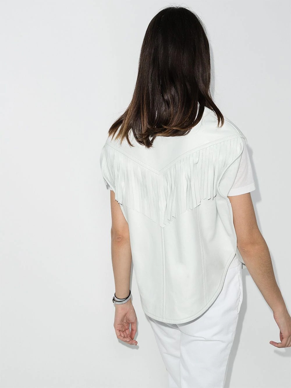 fringe-trim short-sleeve jacket - 3