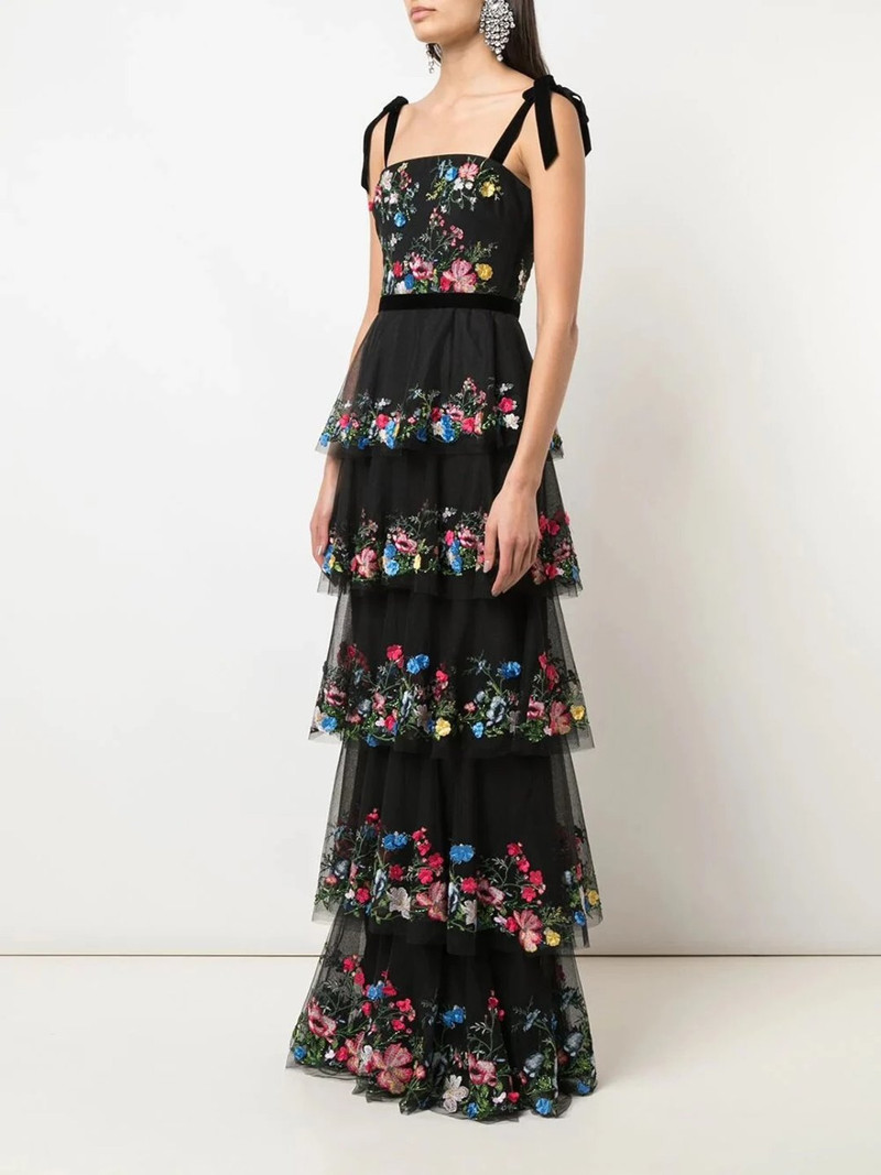 Marchesa 5-TIER 3D EMBROIDERED TULLE GOWN outlook