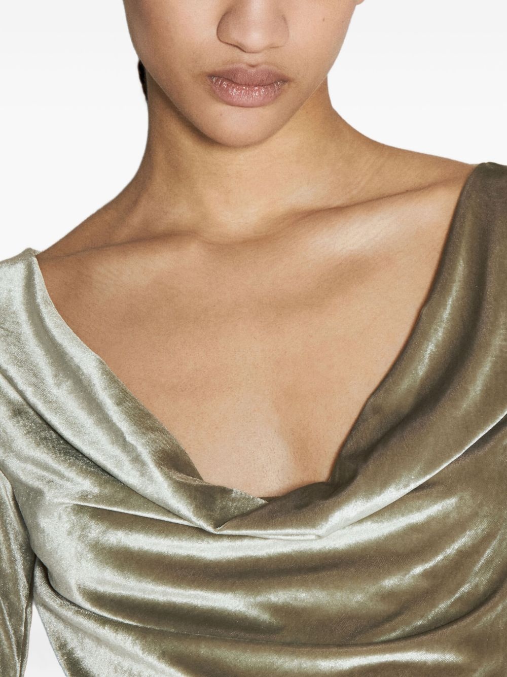 cowl-neck side-split midi dress - 4