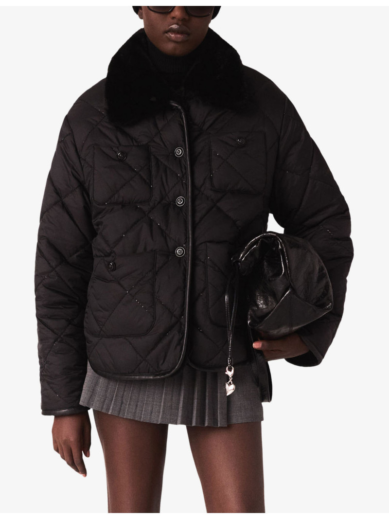 maje Reversible Sequin-Embellished Puffer Jacket outlook