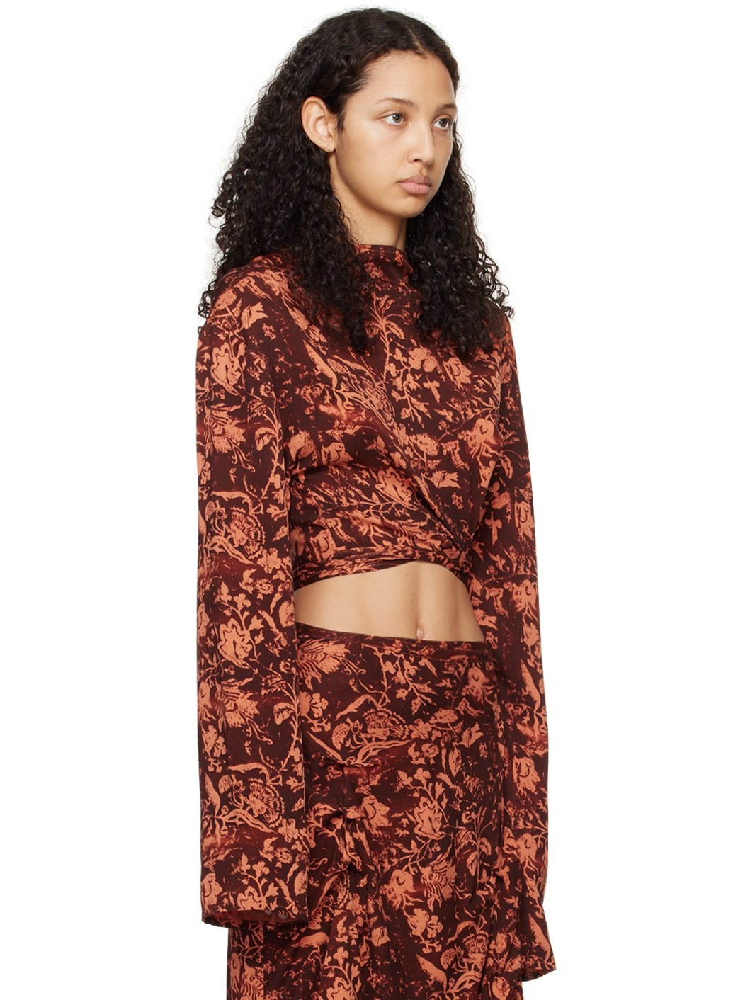 Brown & Orange Asymmetric T-Shirt - 2