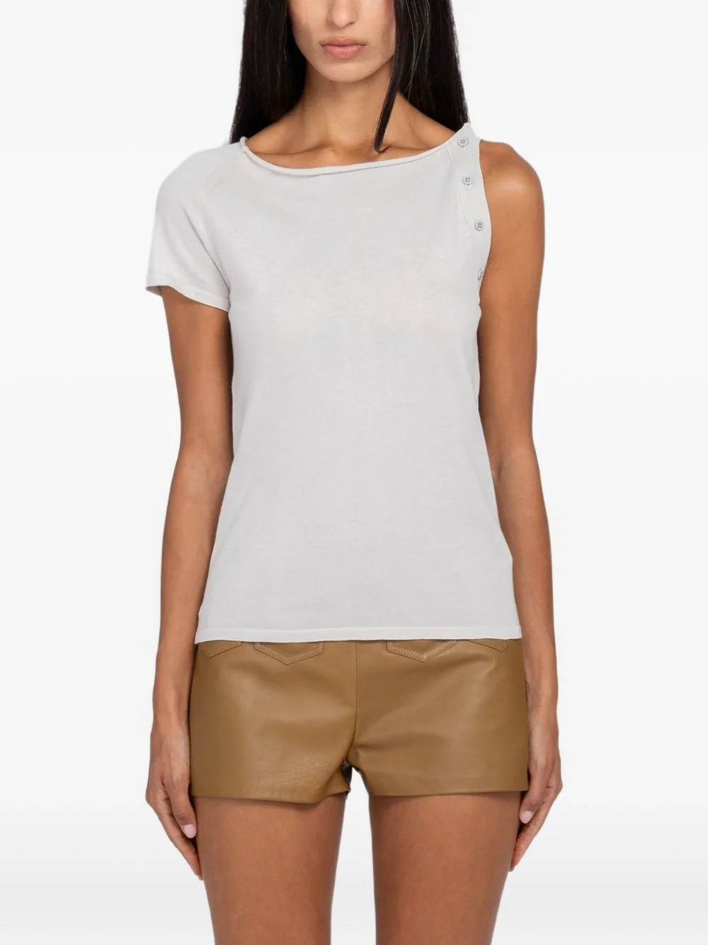 asymmetric button-detail top - 1