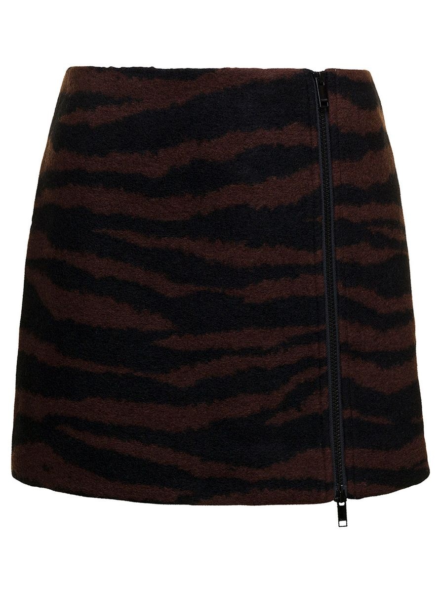 Ganni Mini-Skirt with Zip and Zebra Print - 1