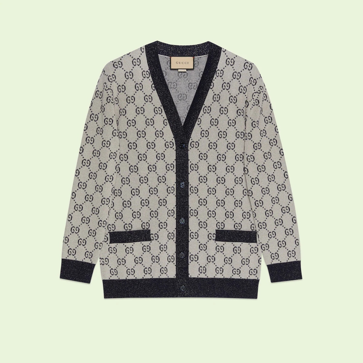 GG wool jacquard cardigan in grey