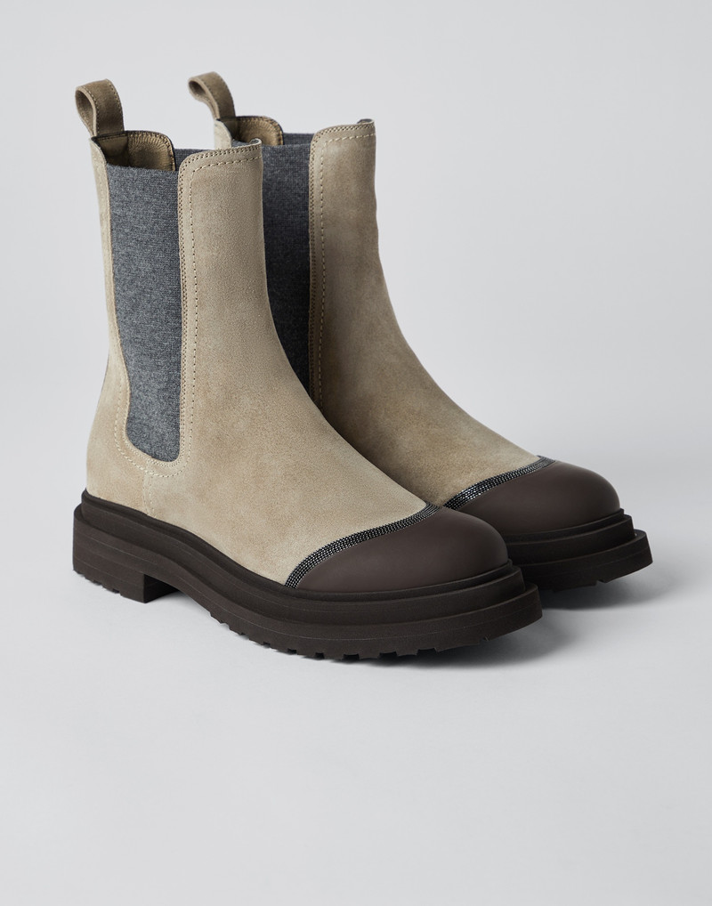 Suede and calfskin Chelsea boots with monili 2