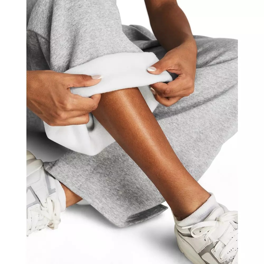 Women's UA Icon Fleece Wide Leg Pants - Grey/White - 3
