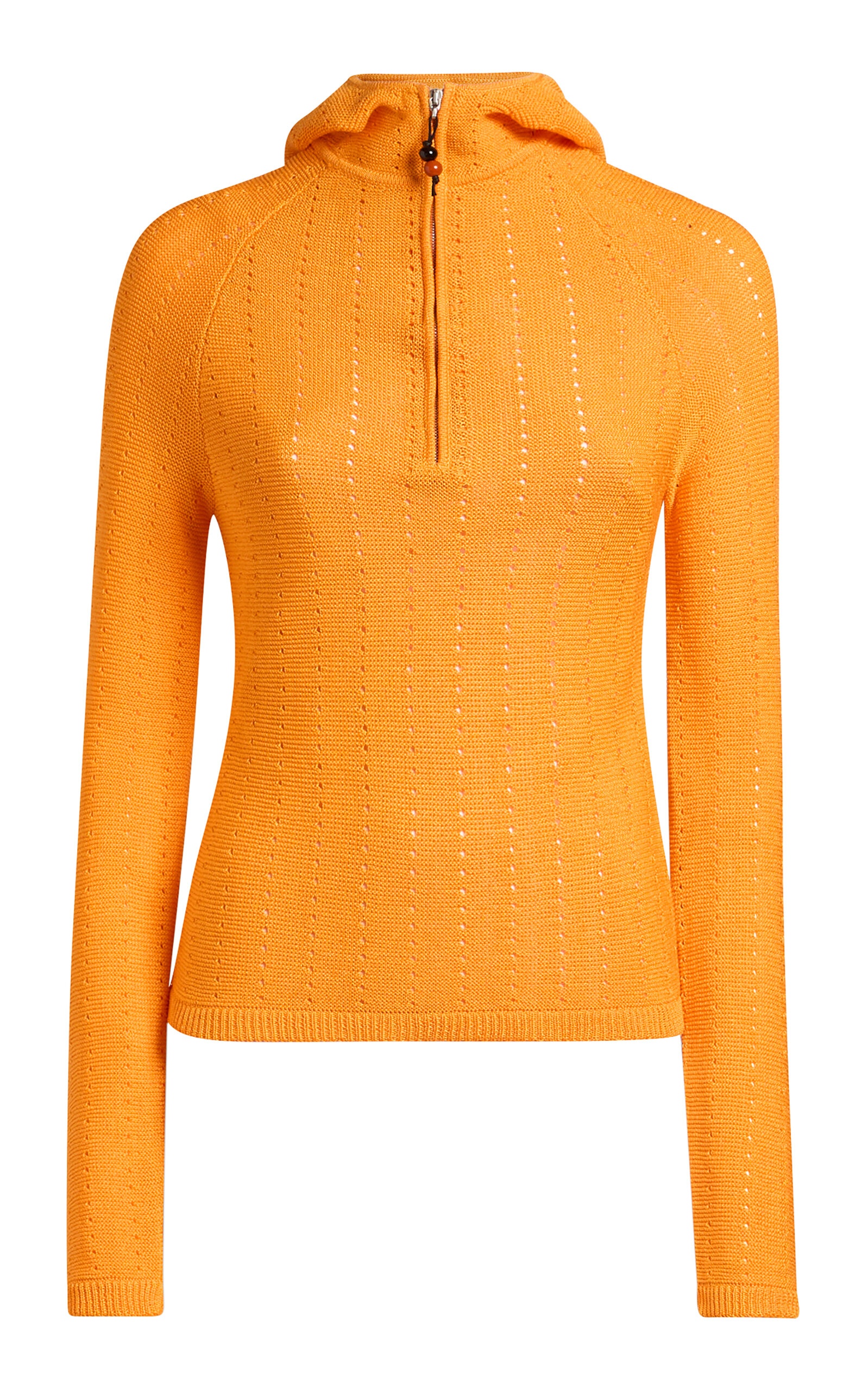 Zipped Knit Cotton-Blend Sweater orange - 1