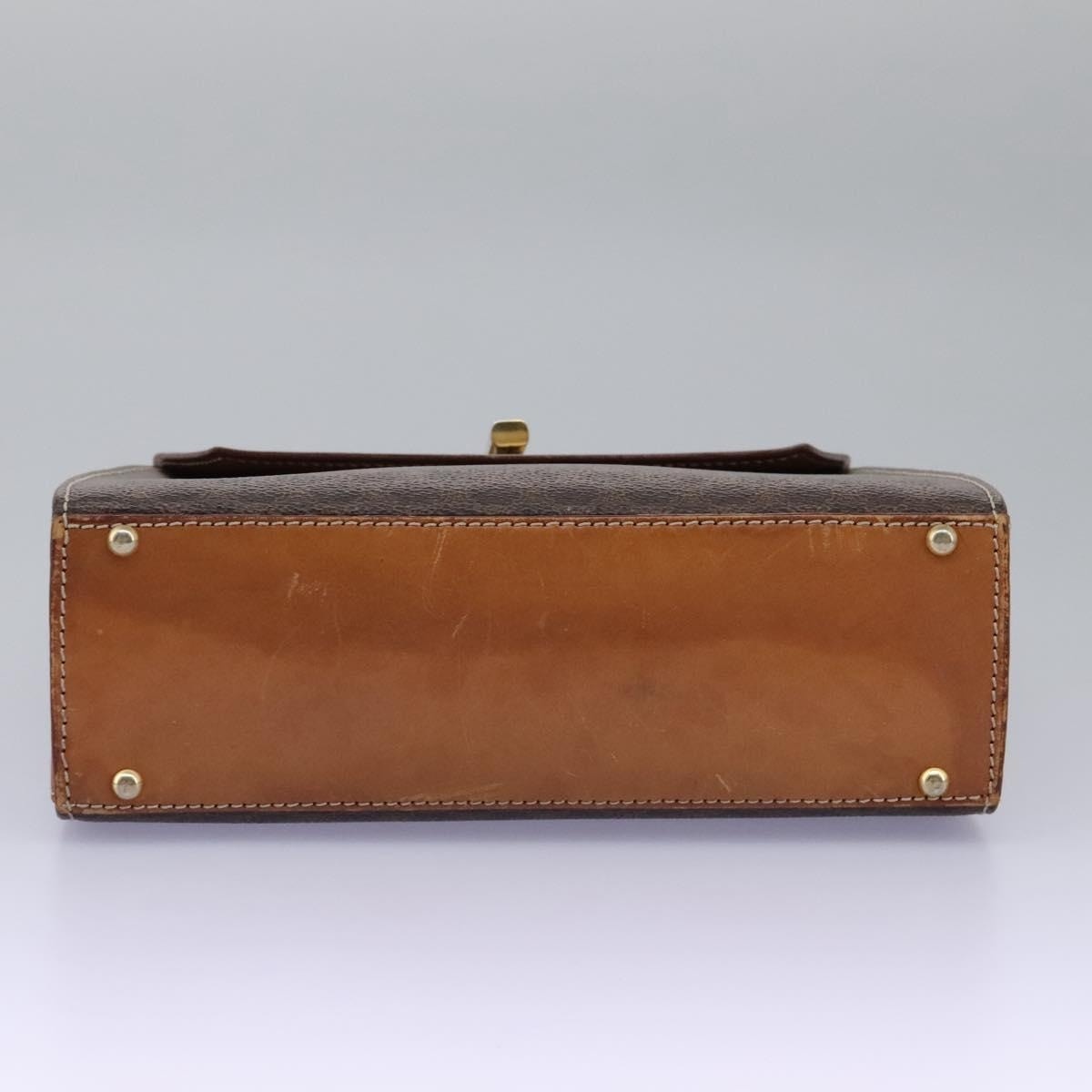 CELINE Macadam Canvas Hand Bag Pvc Leather Brown Gold - 13