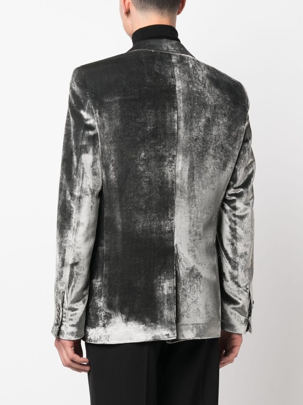single-breasted velvet blazer - 4