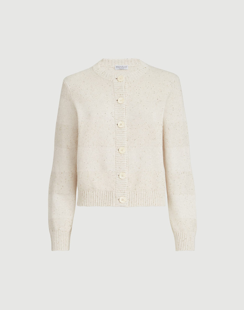 Textured stripe cardigan in cotton Diamond yarn 1
