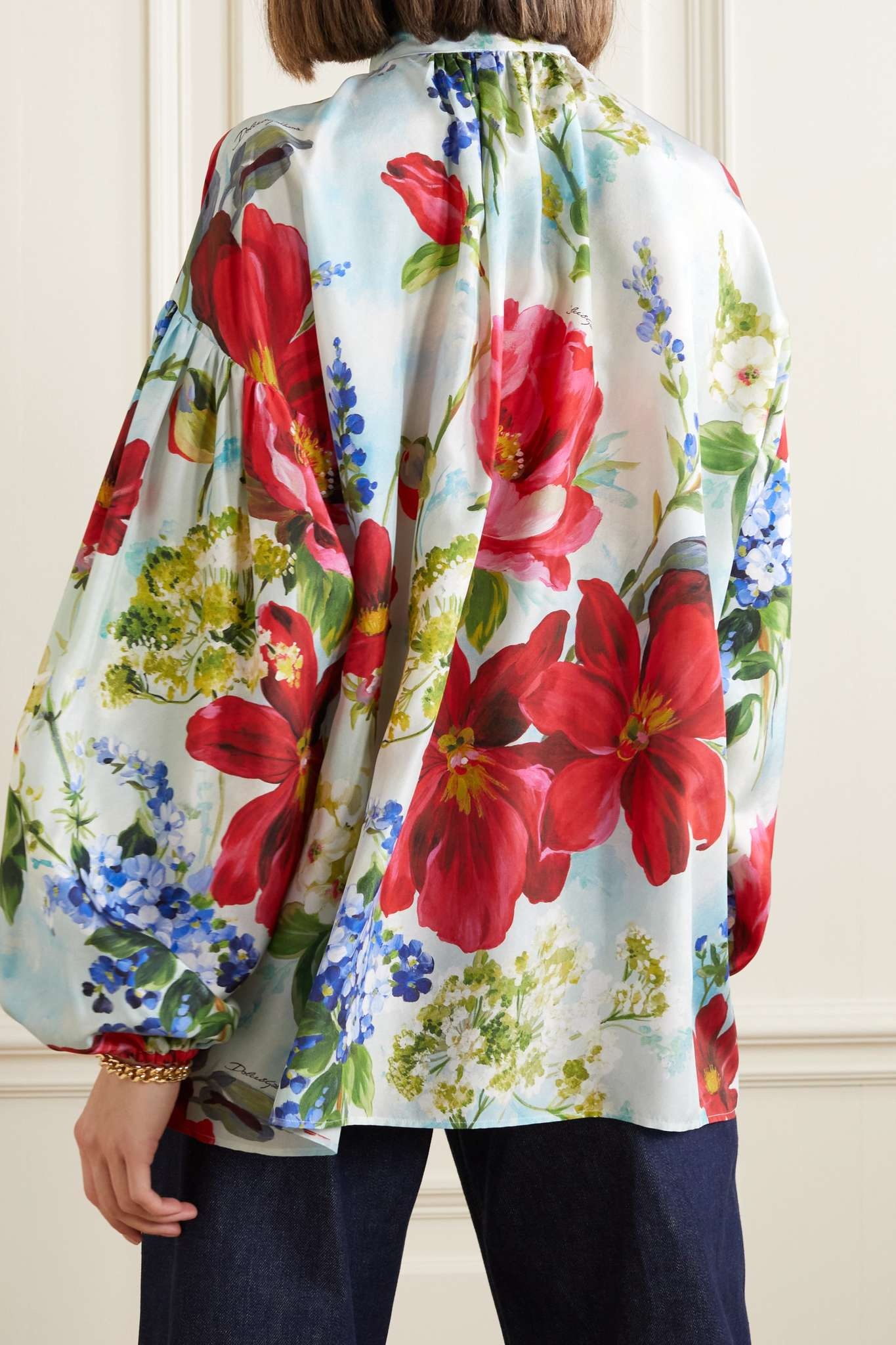 Floral-print silk-habotai blouse - 4