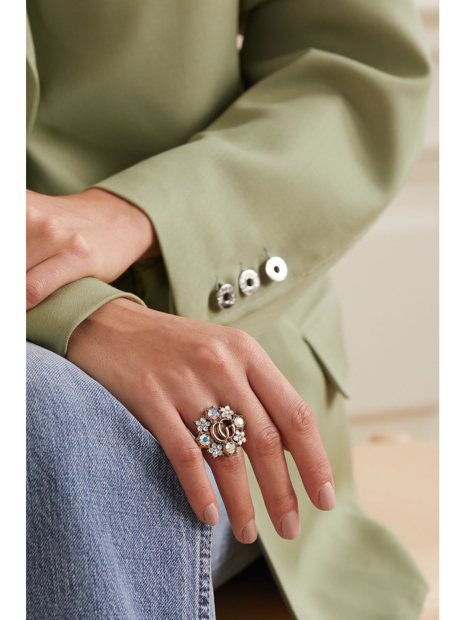GG Marmont gold-tone crystal ring Gold - 2