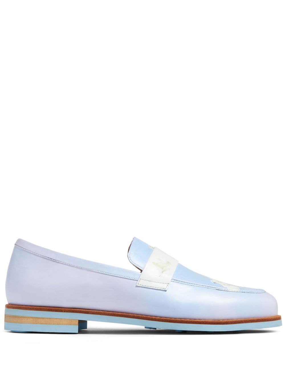 graphic-print leather loafers - 1