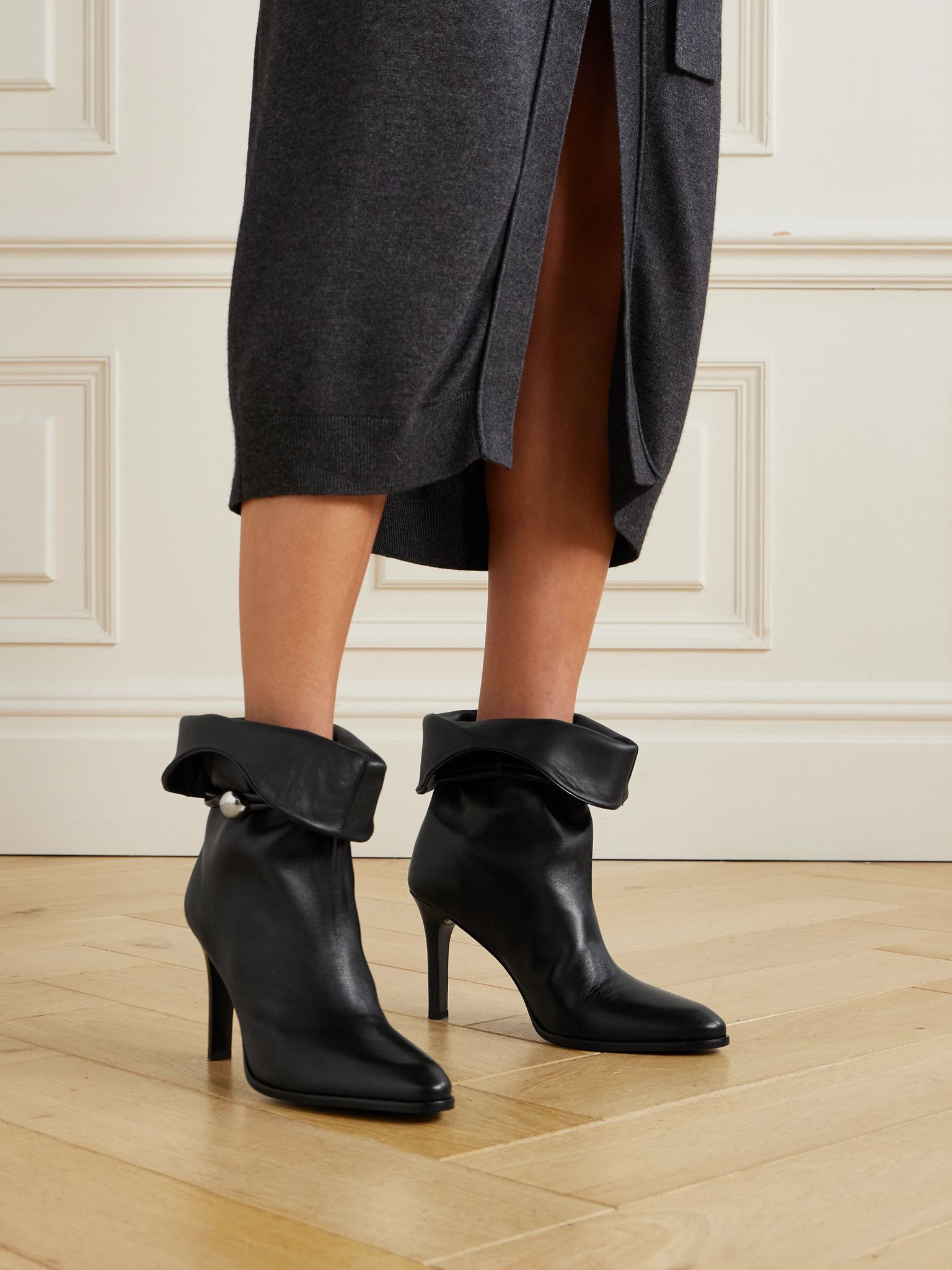 Lolya embellished leather ankle boots Black - 5