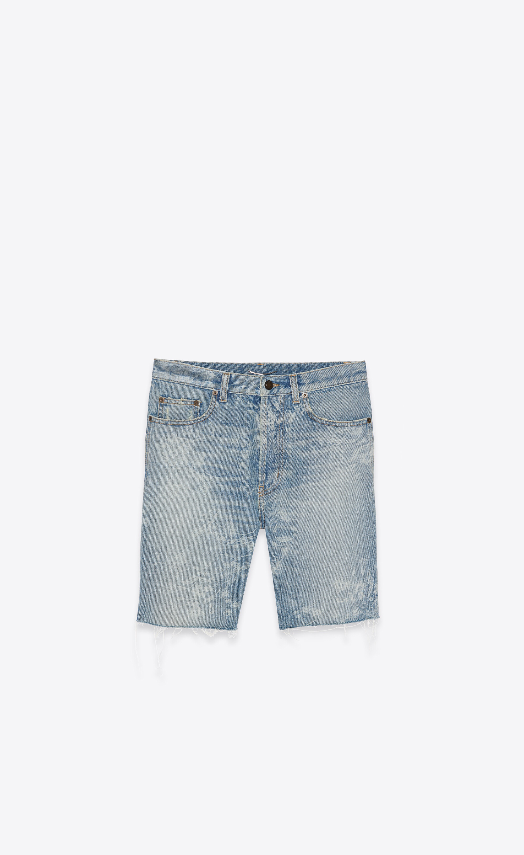 shorts in florida blue flower printed denim - 1