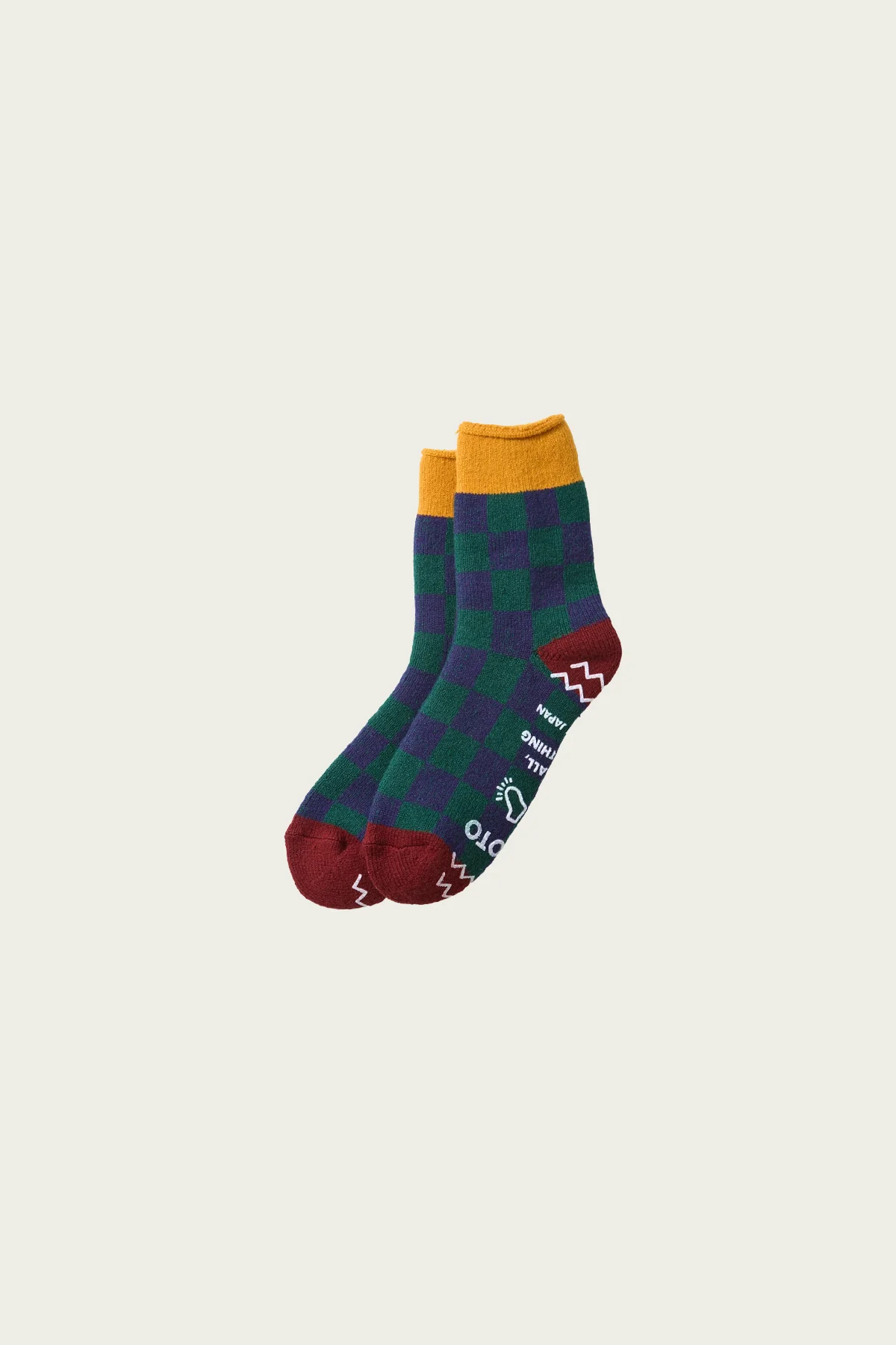 Pile Room Socks "Checkerboard" - Yellow / Maroon - 1