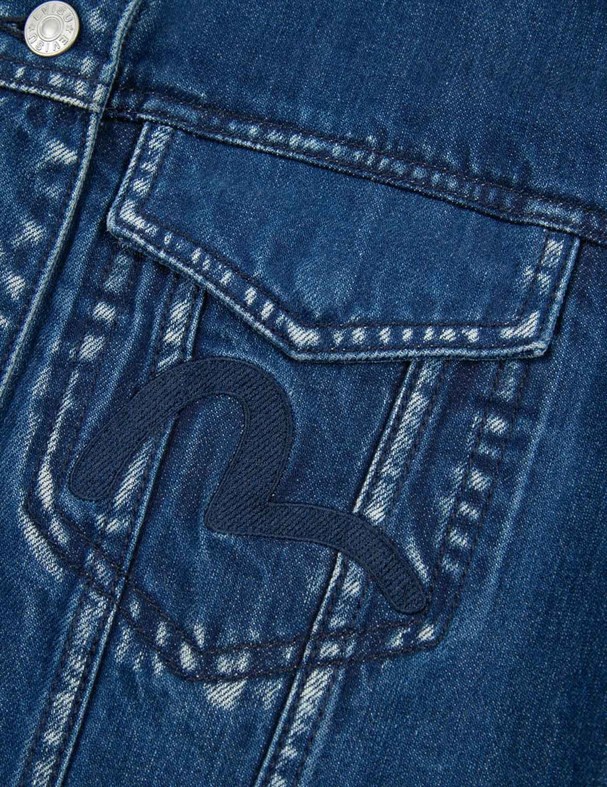 FABRIC BLOCKING DENIM SHIRT JACKET - 7