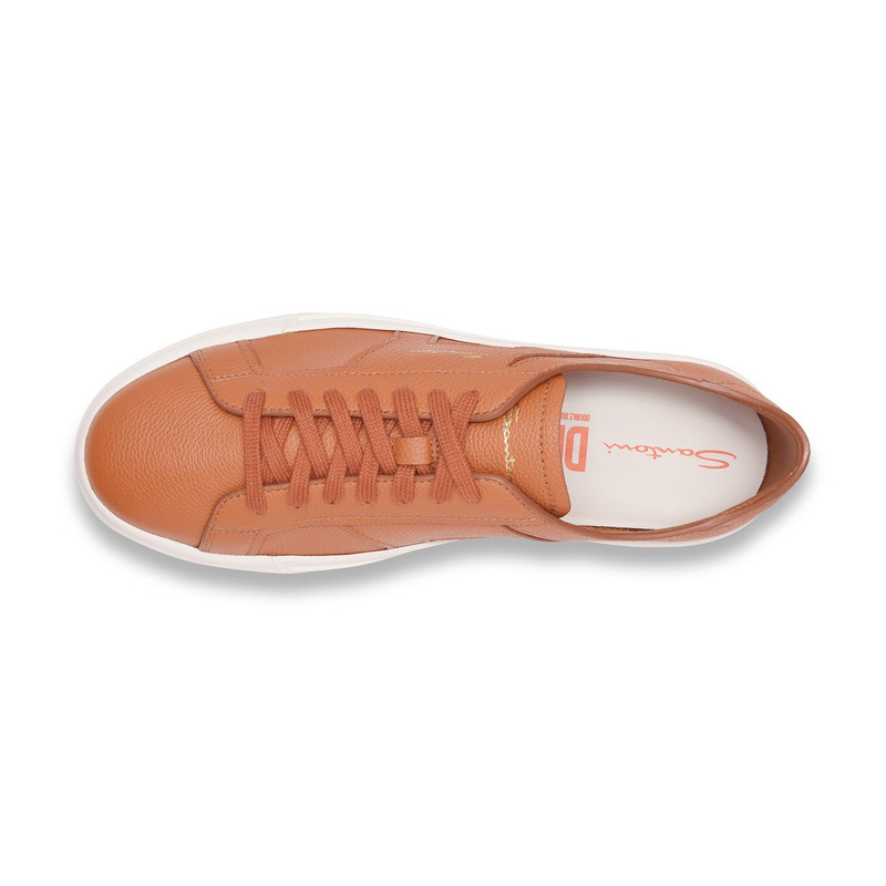 Men's orange tumbled leather Double Buckle Sneaker 4