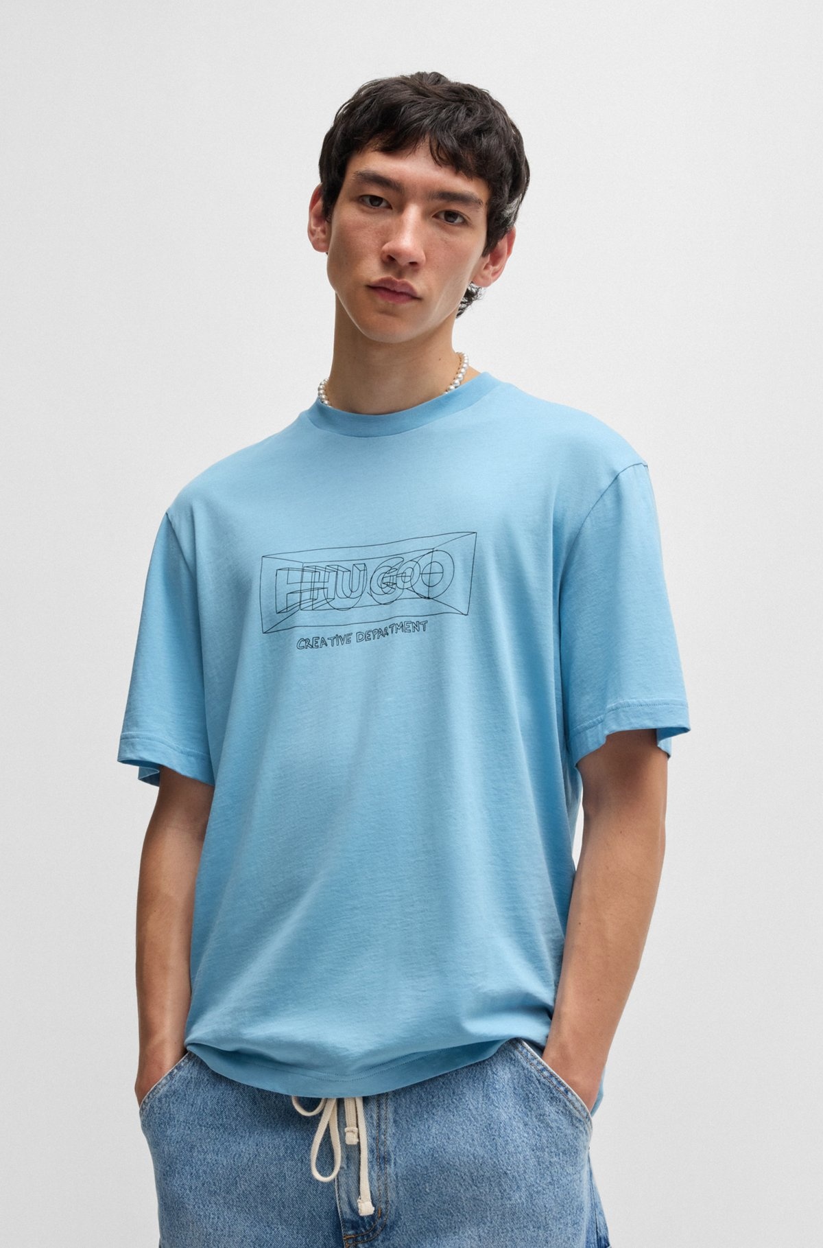 REGULAR-FIT T-SHIRT IN COTTON WITH GRAPHIC LOGOS - 3