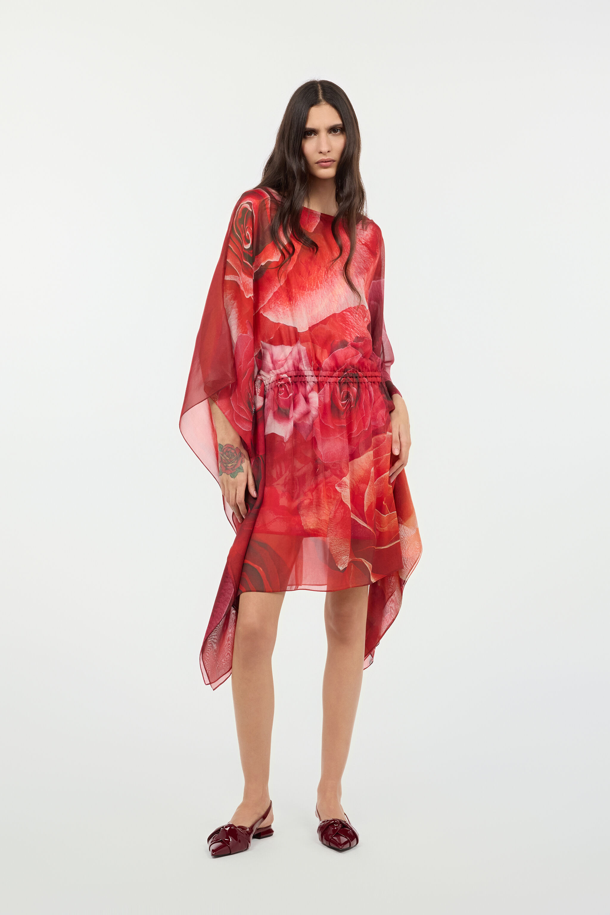 Silk Caftan With Garden Rose Print - 2