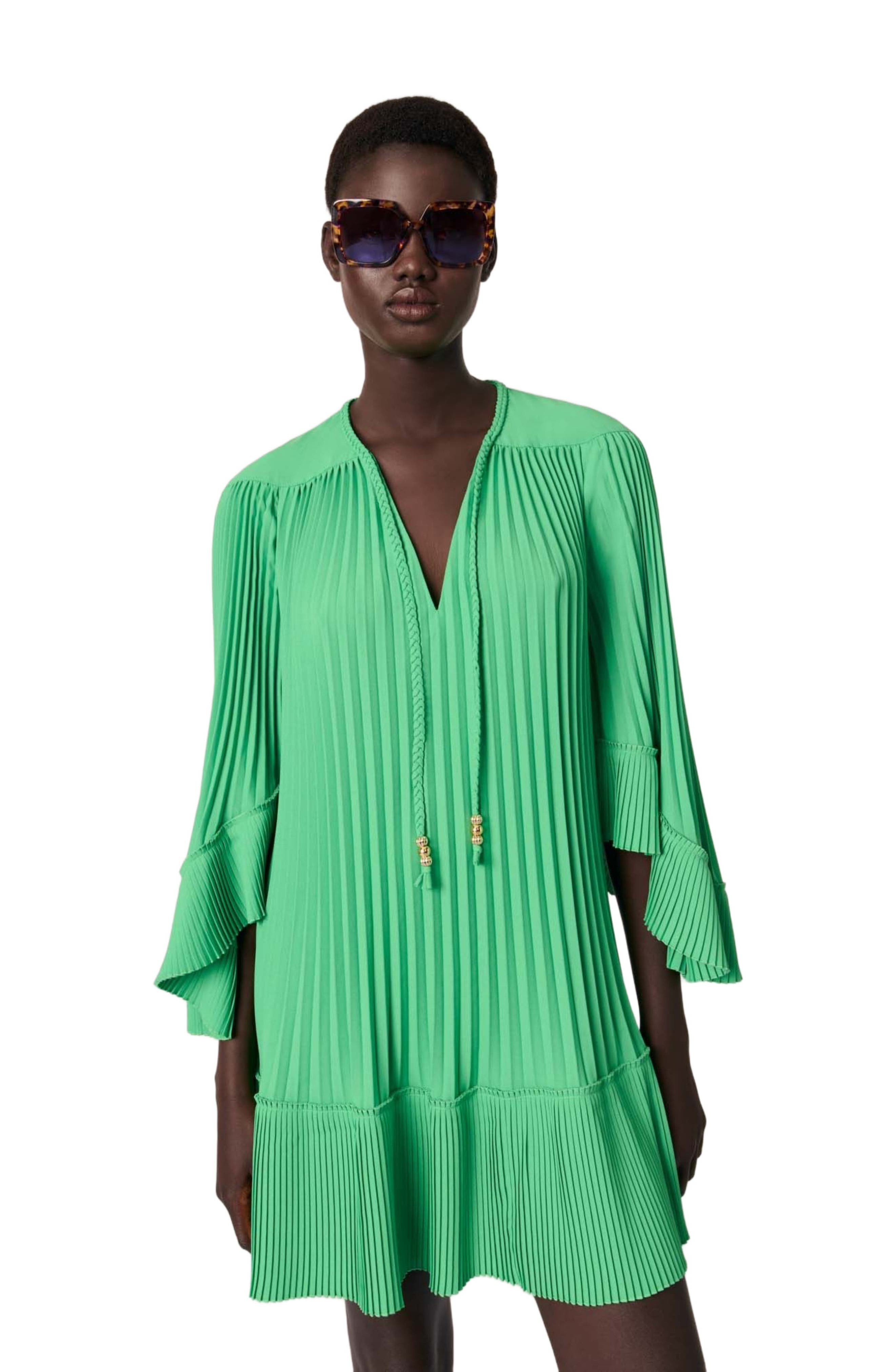 maje Short pleated dress in Green at Nordstrom - 5