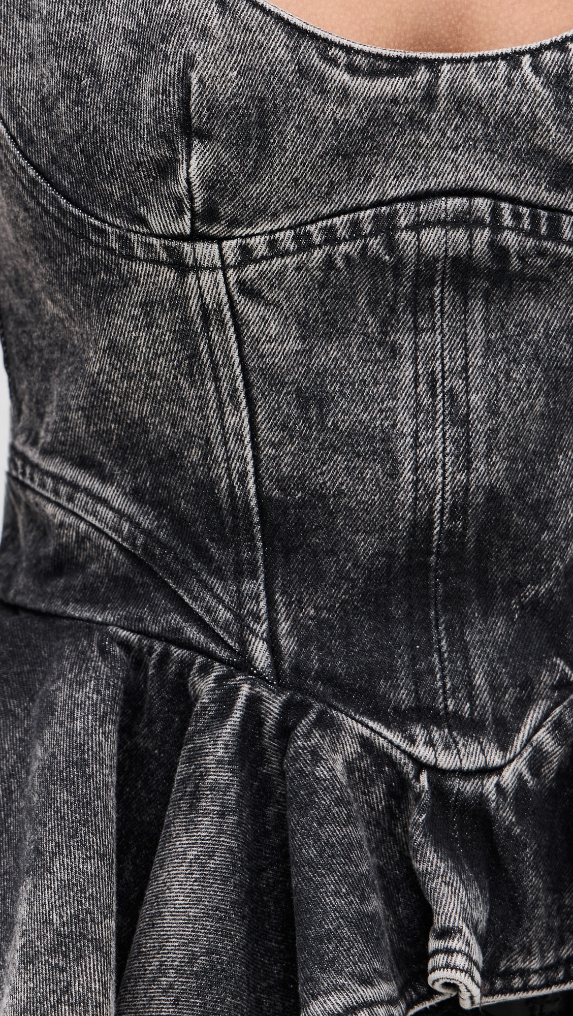 Denim Corset with Asymmetric Hem - 5