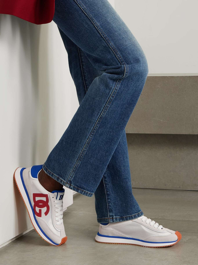 Dolce & Gabbana Aria printed suede and leather-trimmed mesh sneakers outlook