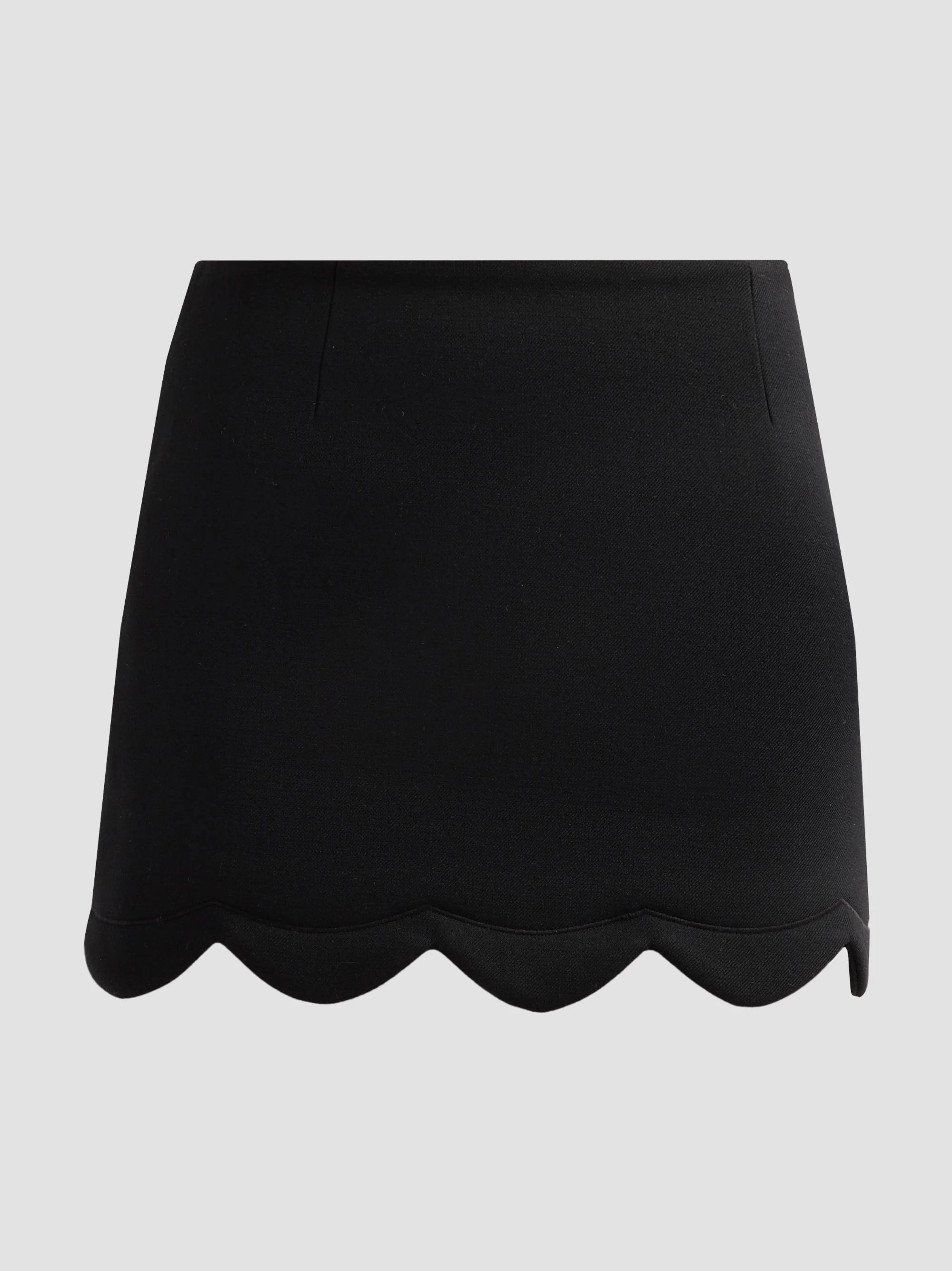 Women's Scallop Daisy Wool-Blend Mini Skirt - Black - 1