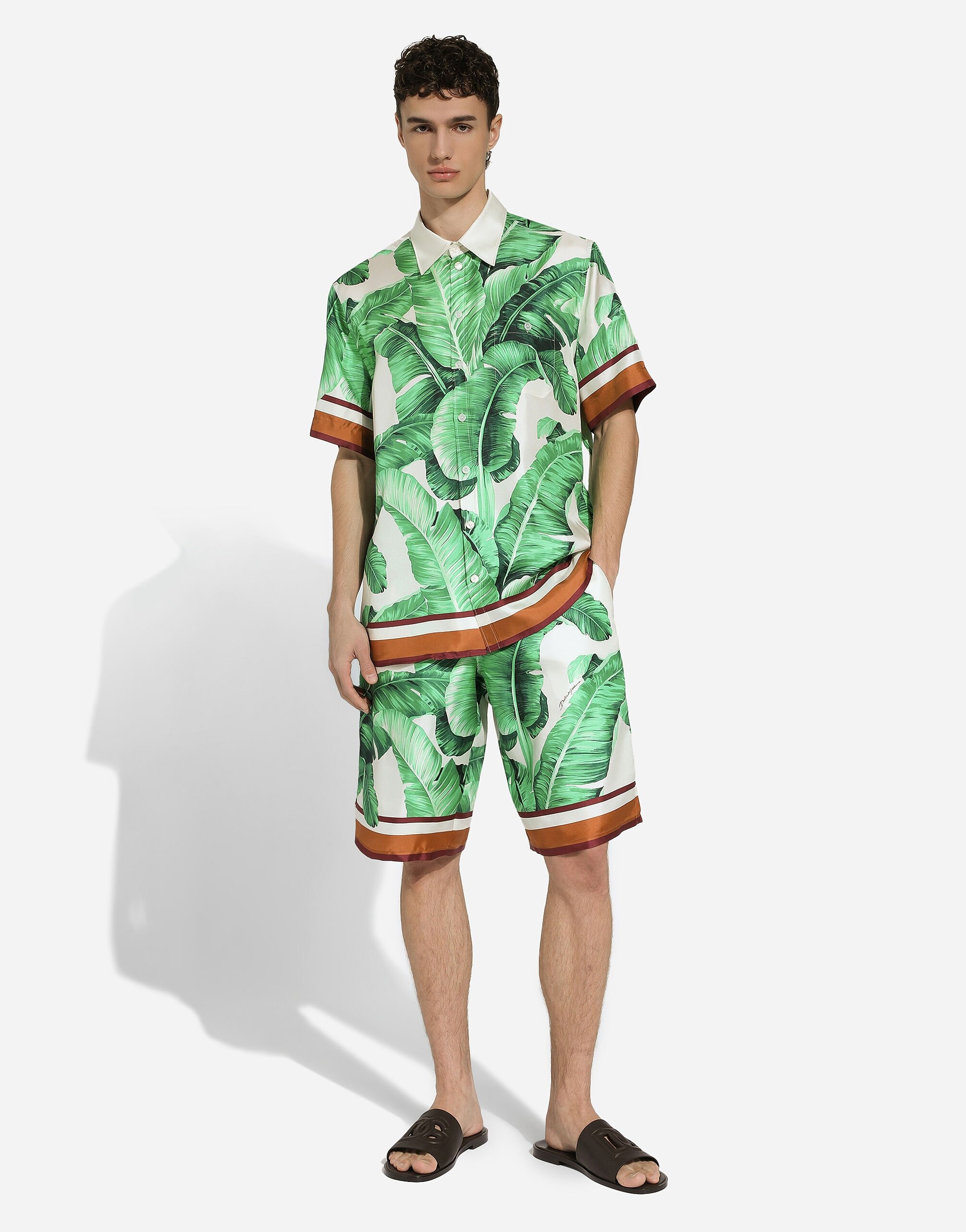 Banana-tree-print silk shorts - 5