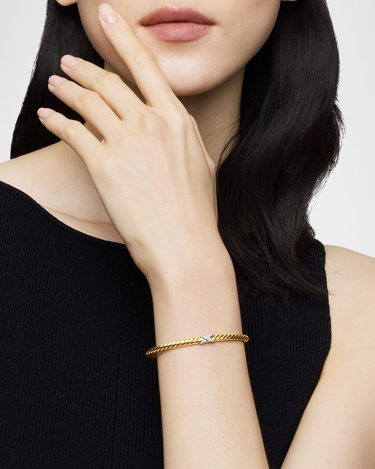 18k Gold Diamond-X Cablespira Bracelet - 2