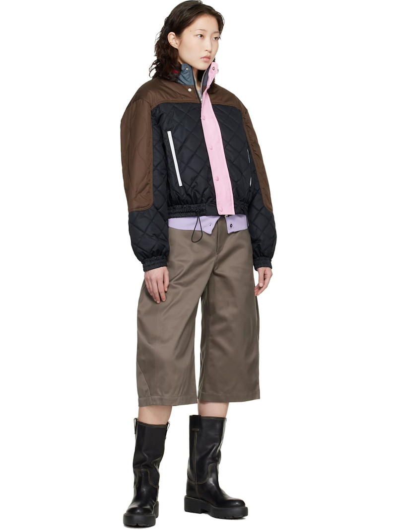 Meryll Rogge Black & Brown Quilted Track Bomber Jacket outlook