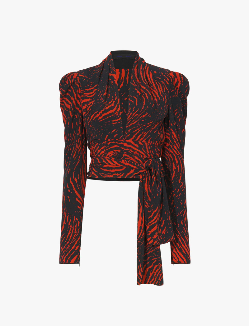 Painted Spiral Crepe de Chine V-Neck Top 1