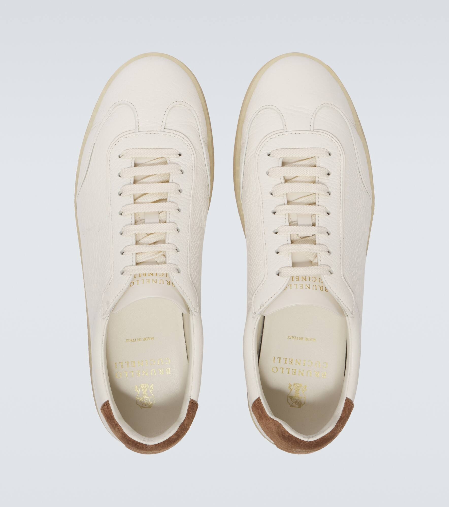Suede-trimmed leather sneakers - 4