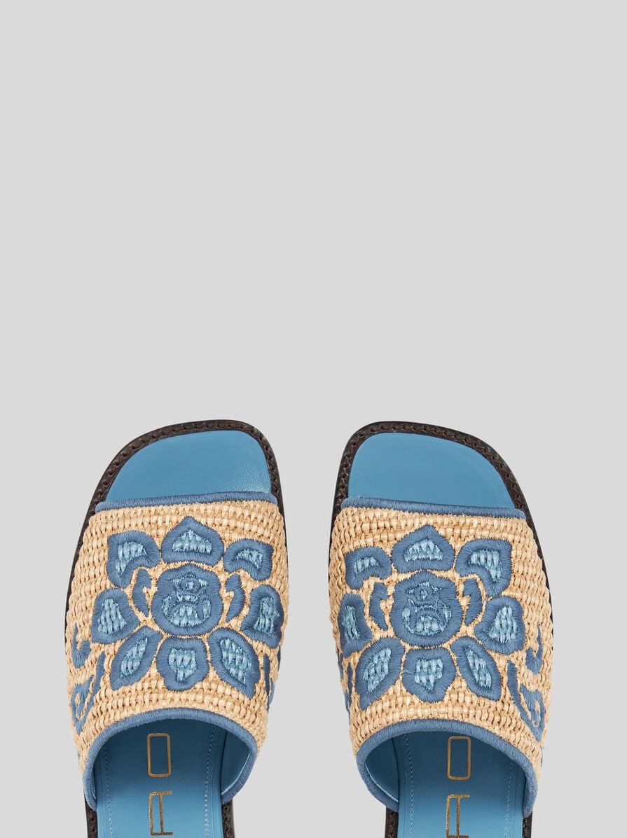 EMBROIDERED RAFFIA SLIDES - 2