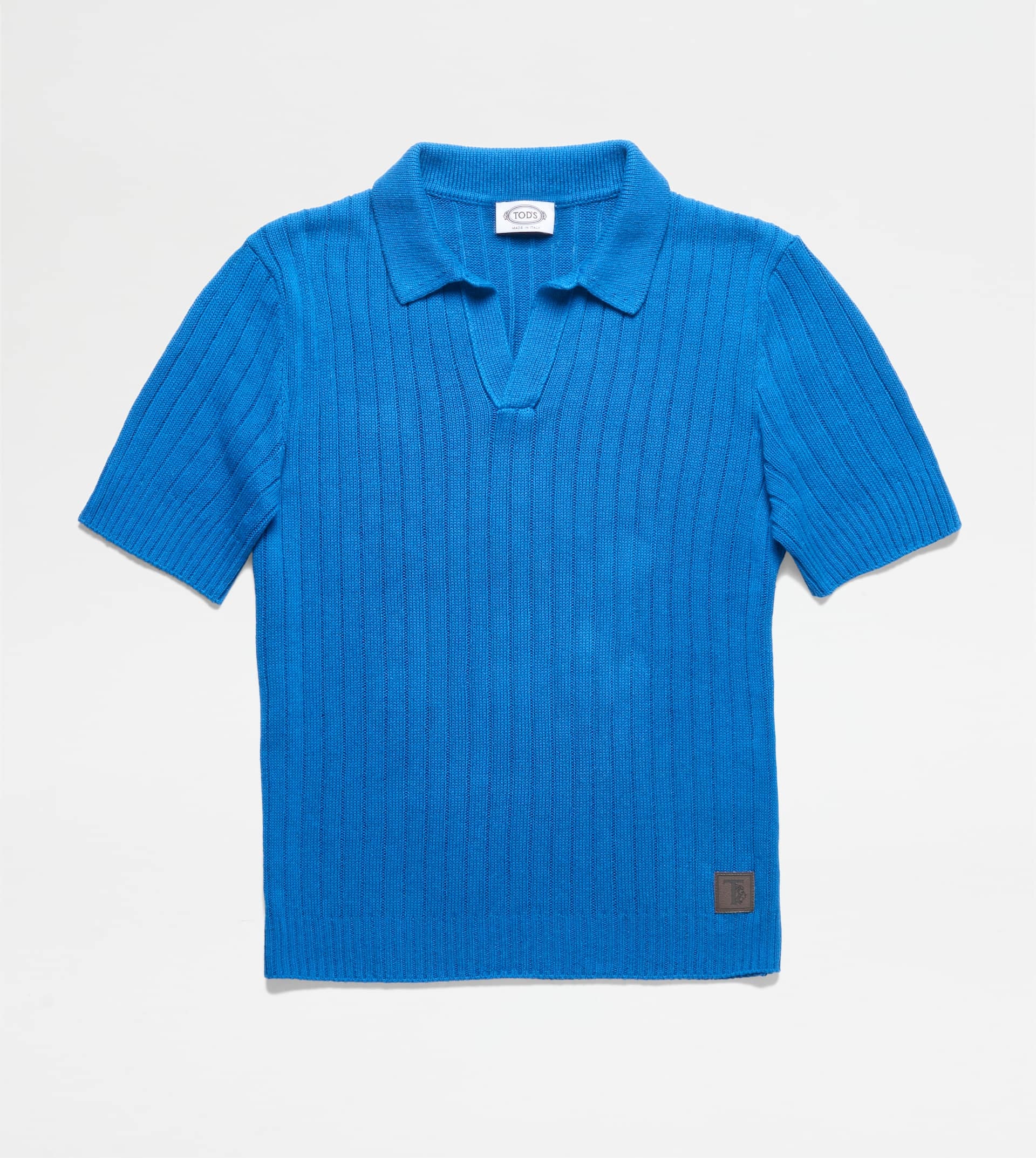 LINEN BLEND POLO SHIRT - BLUE - 1