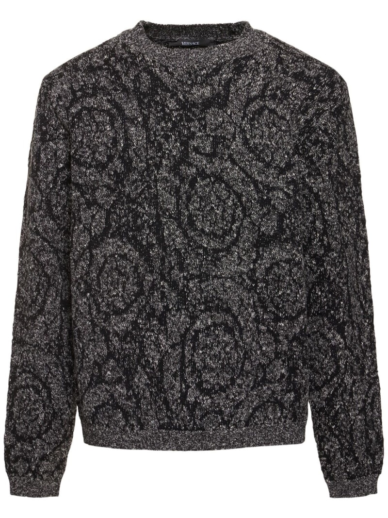 Baroque tweed cotton blend knit sweater - 1