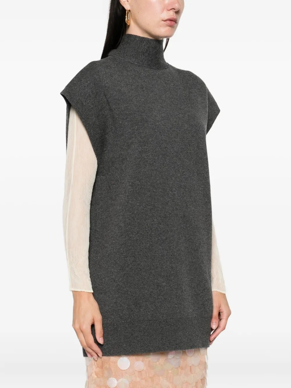 Scarf top in double face wool cashmere - 4