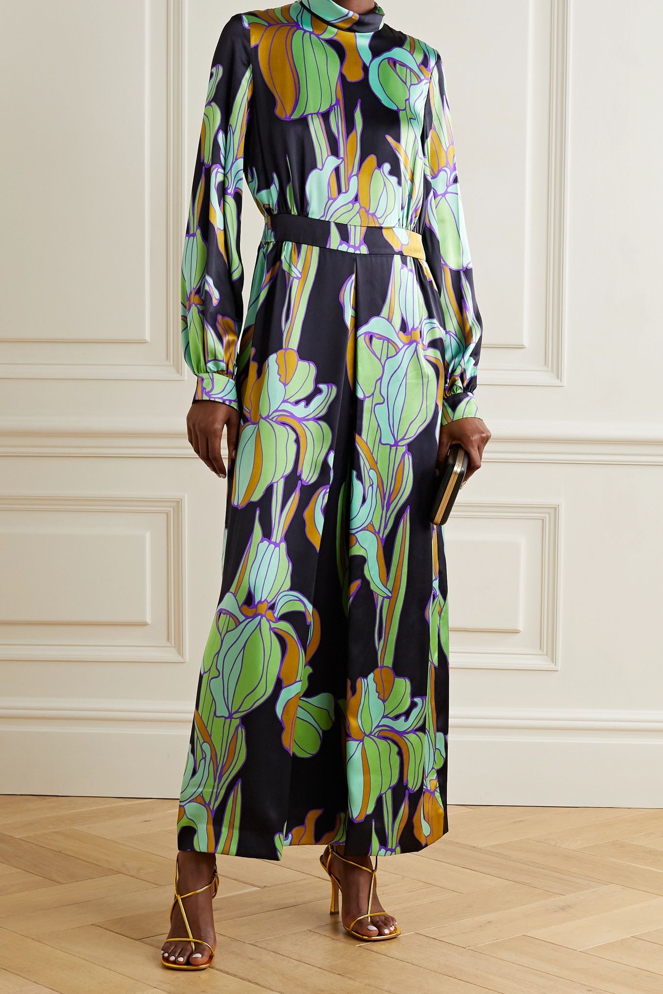 Floral-print silk-satin maxi dress - 2