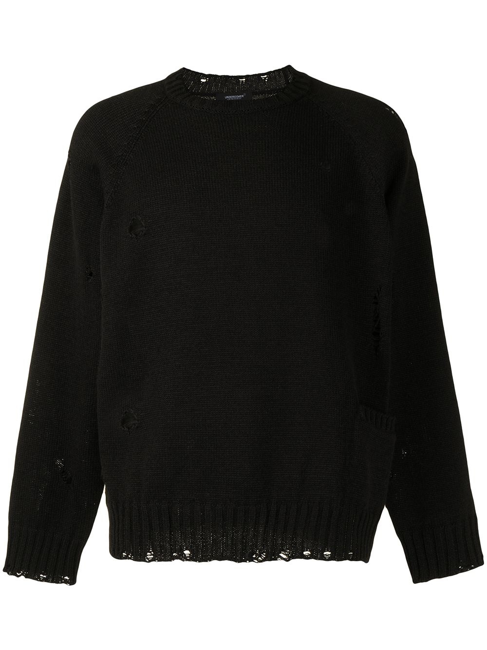 distressed-effect long-sleeve jumper - 1