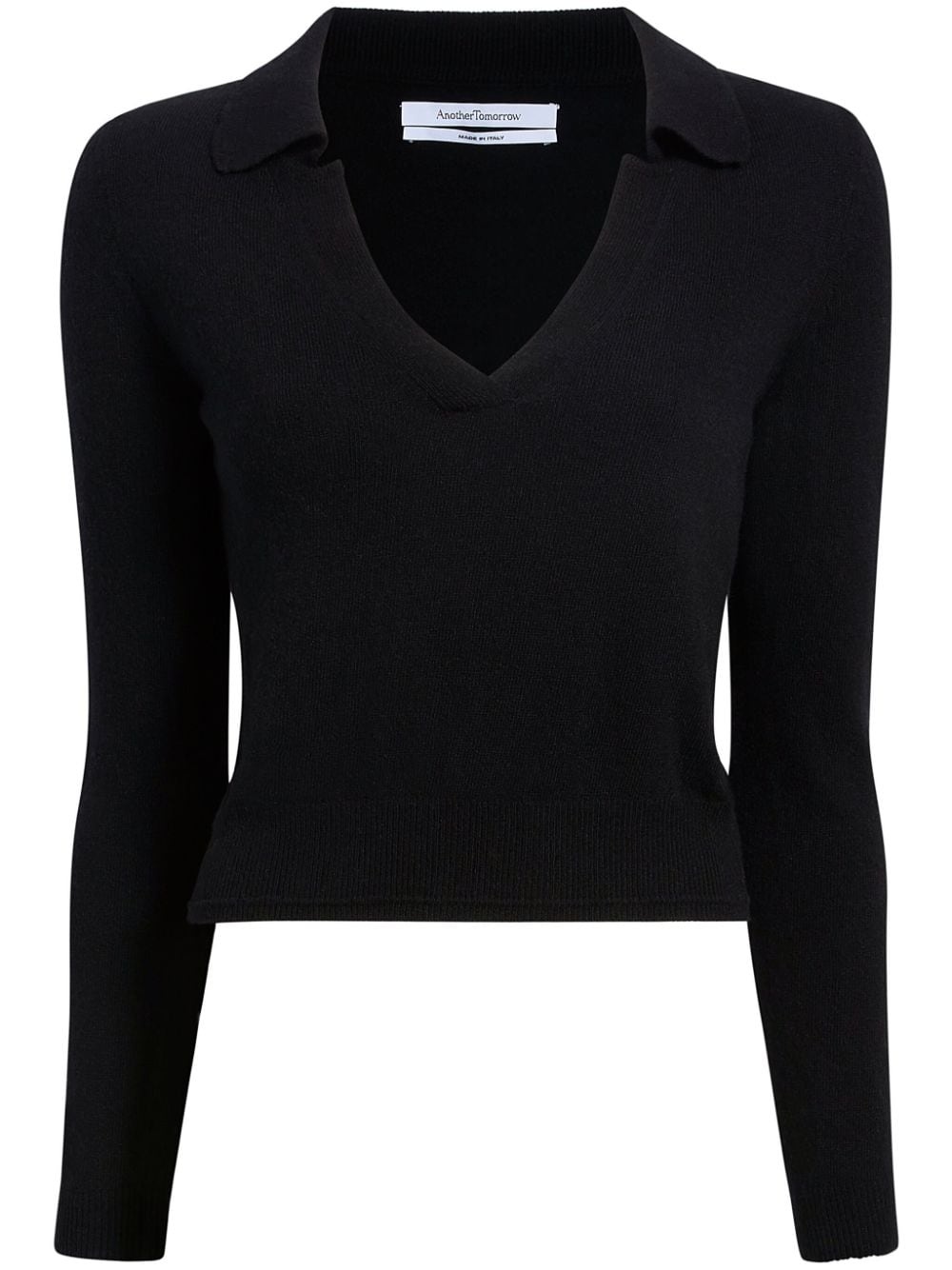 long-sleeve knitted polo top - 1