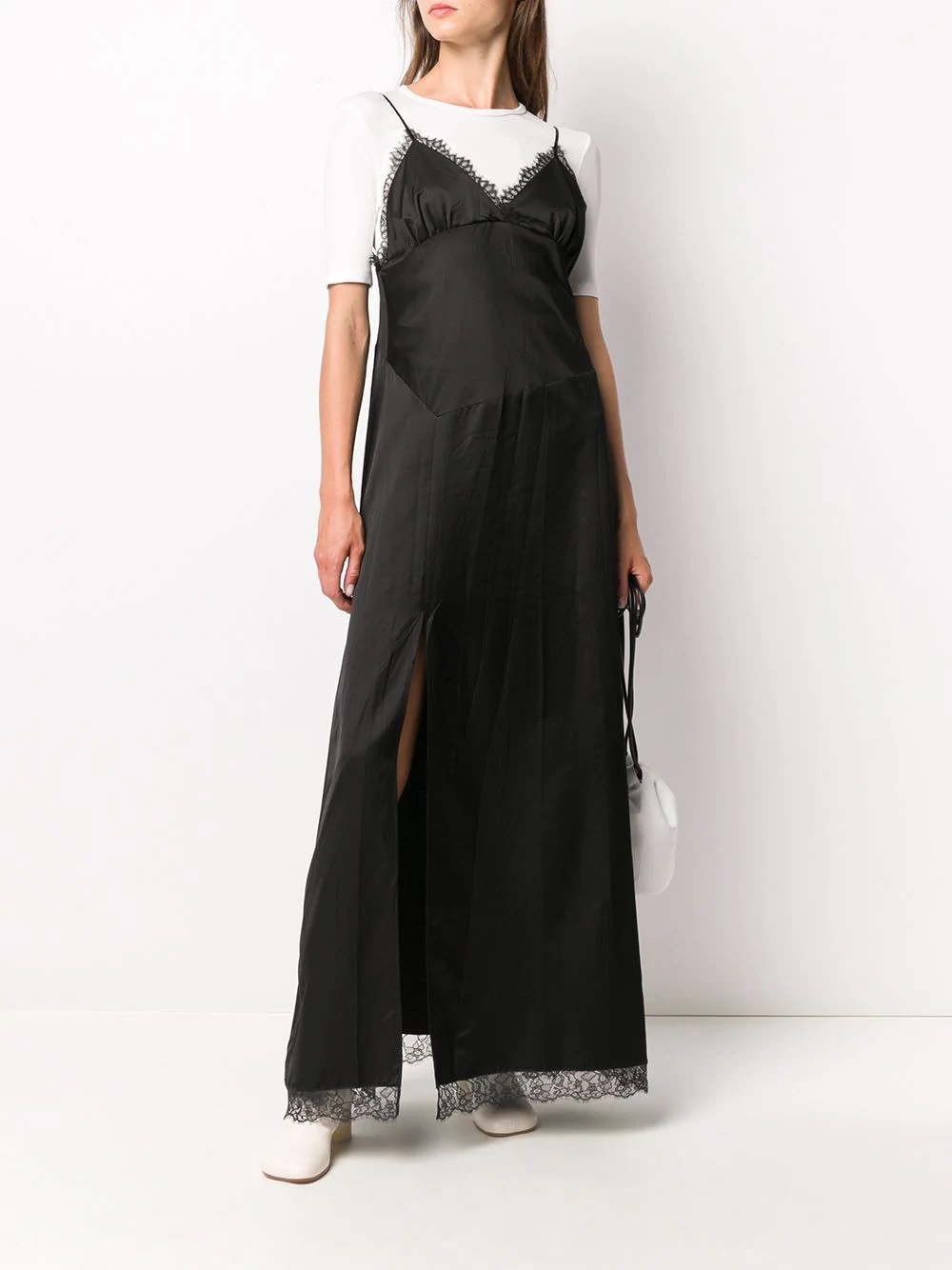 lace-trim long dress - 2