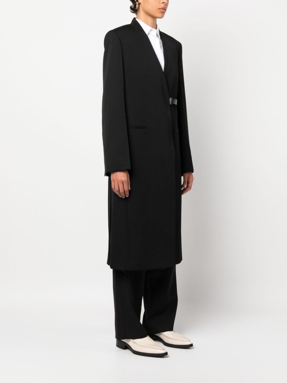 V-neck belted wool midi coat - 3