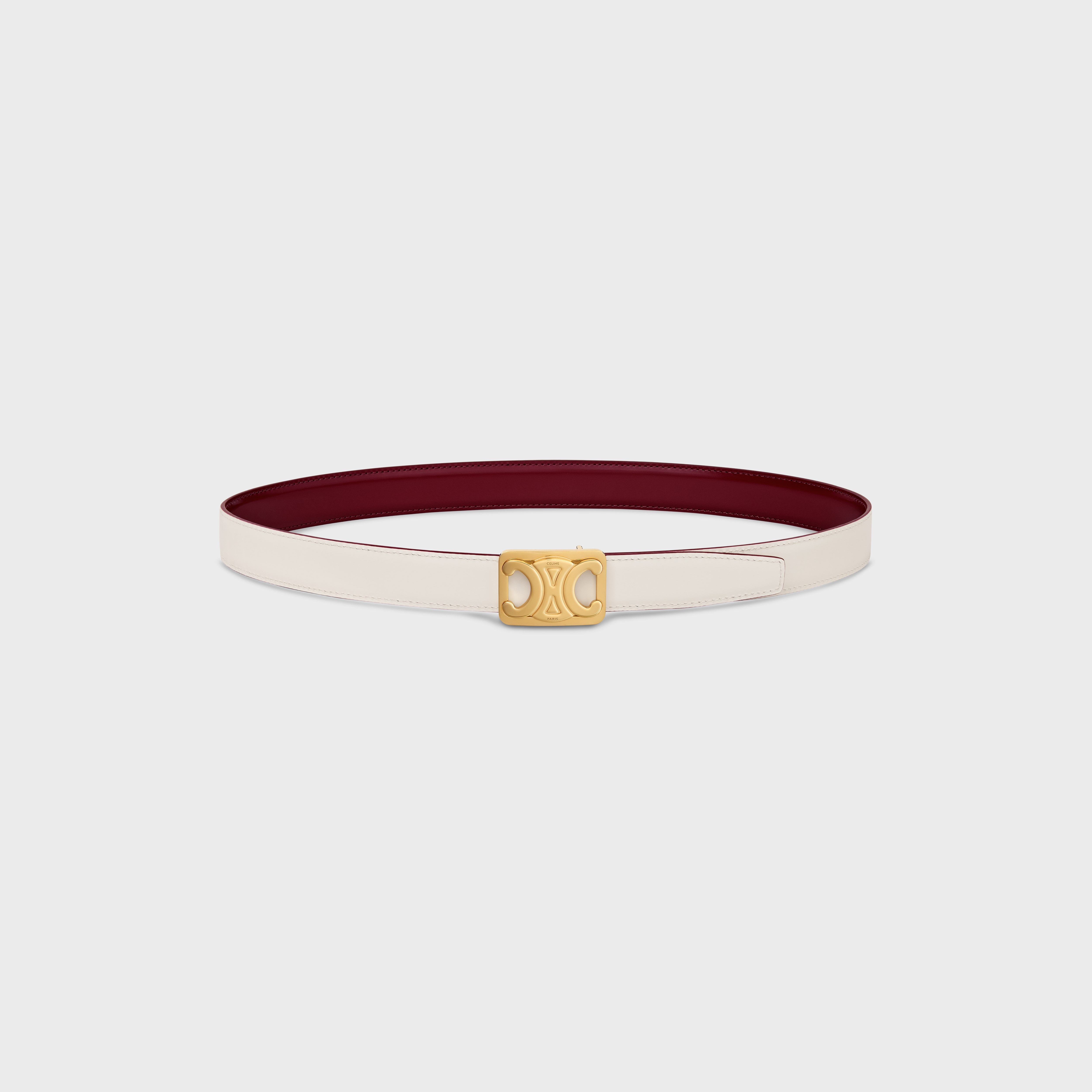 MEDIUM REVERSIBLE FRAMED TRIOMPHE BELT in TAURILLON AND NATURAL CALFSKIN - 2