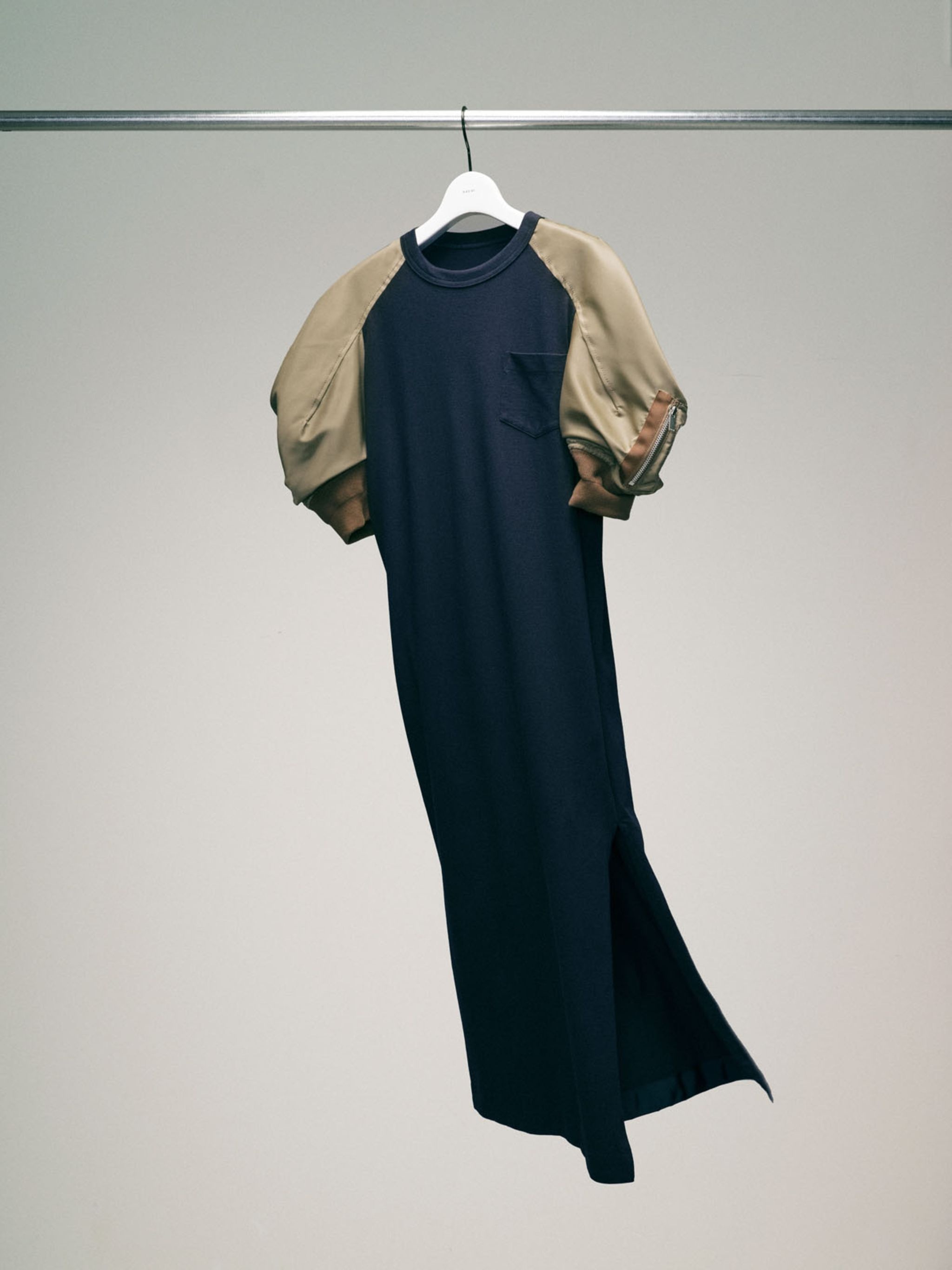 Nylon Twill Mix Cotton Jersey Dress - 2