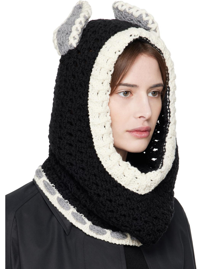 Marni Black & Off-White Wool Ears Balaclava outlook