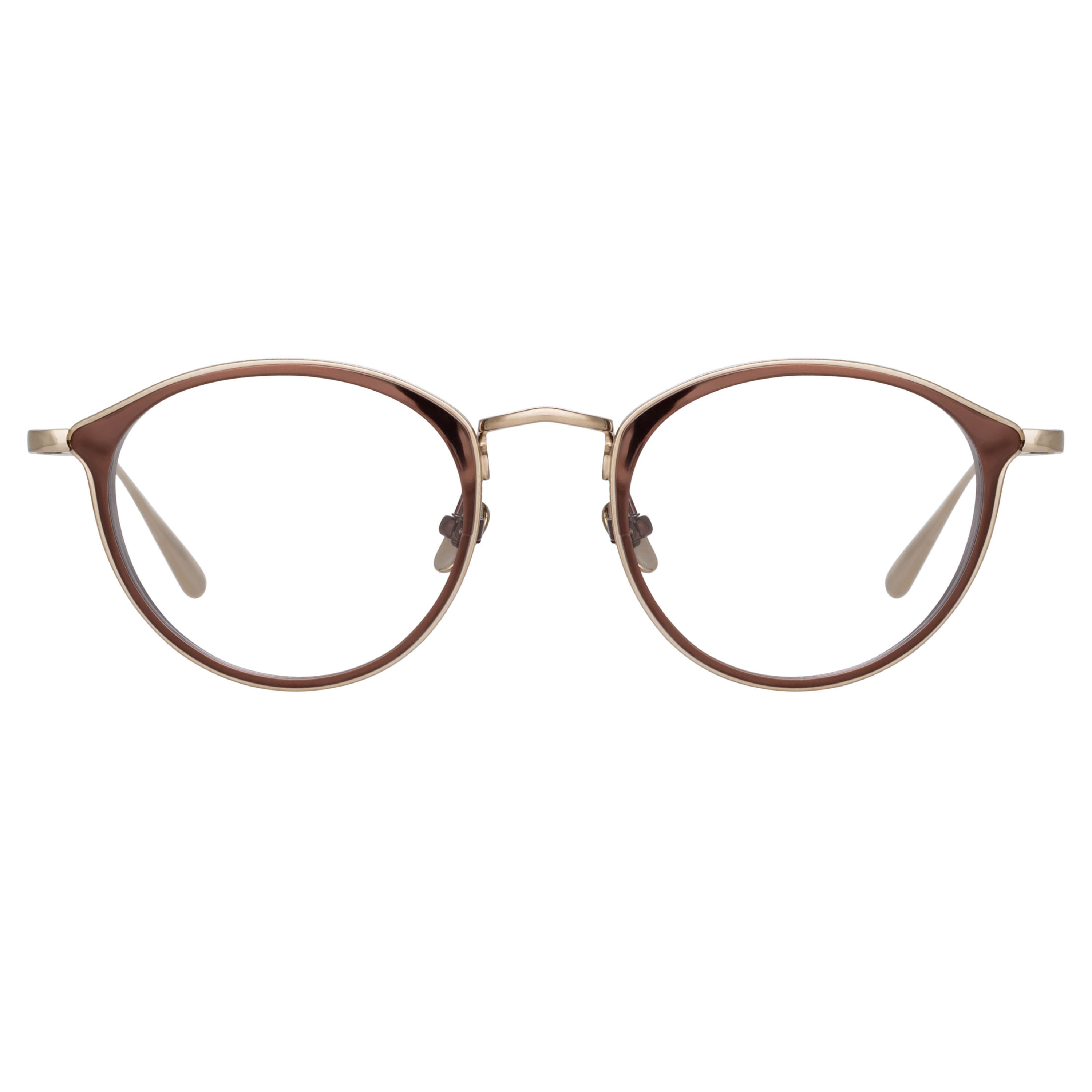 LUIS OVAL OPTICAL FRAME IN LIGHT GOLD AND BROWN - 1