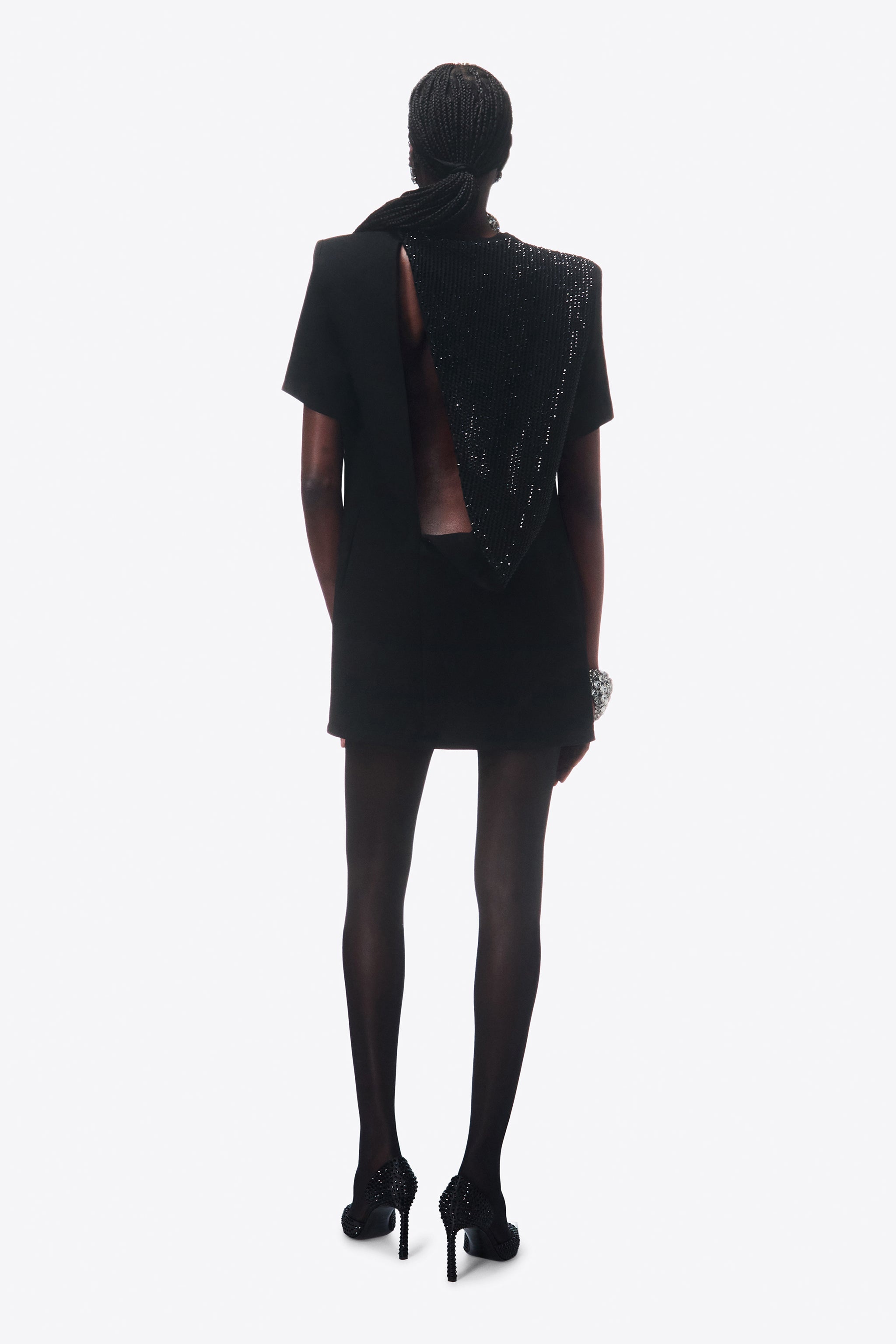 CRYSTAL EMBELLISHED SLIT T-SHIRT DRESS - 5