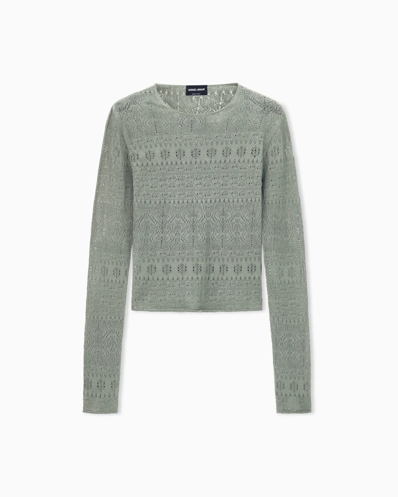 SWEATER SLIM CREW NECK STRETCH COTTON LACE - 1