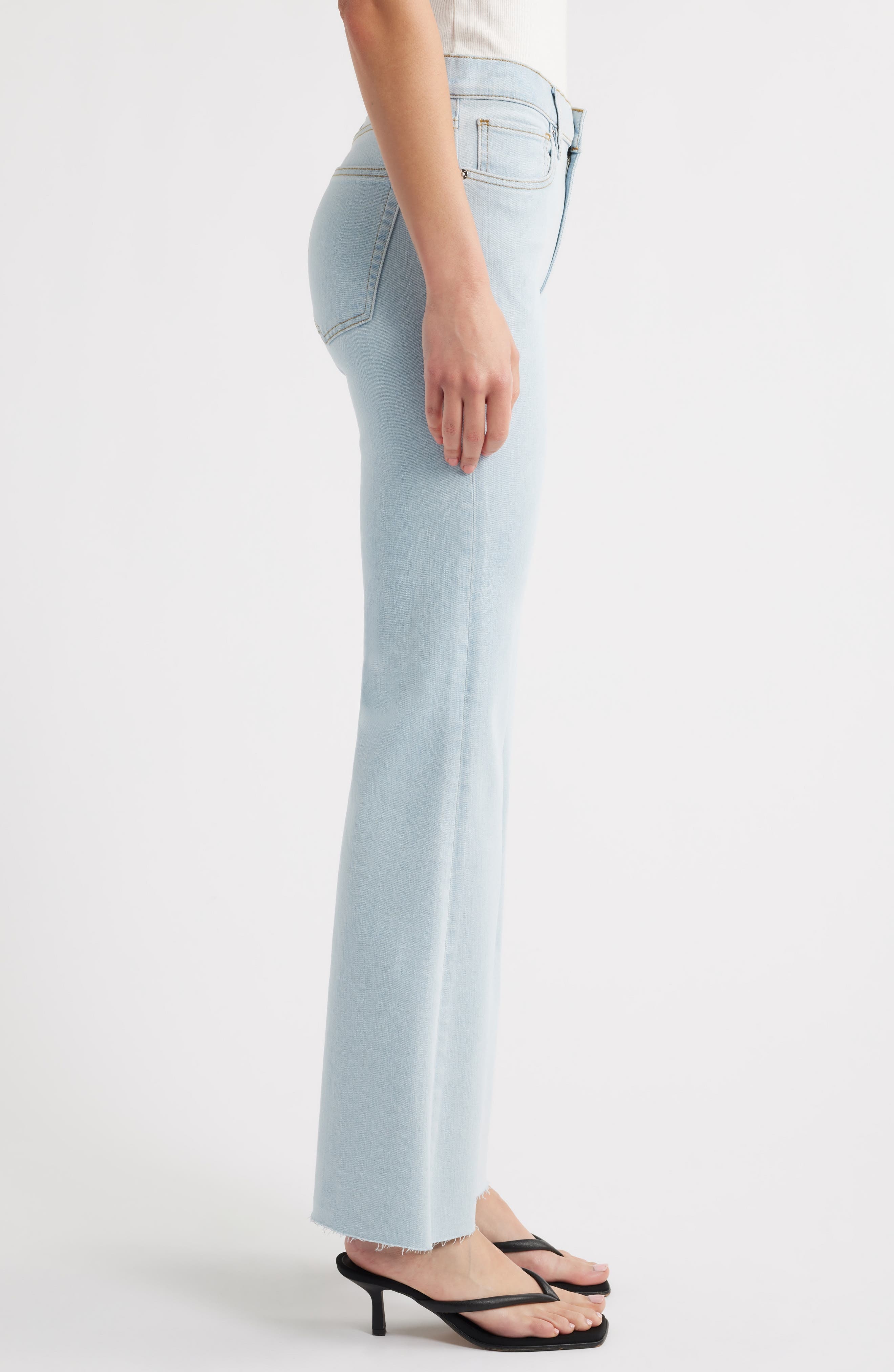 FRAME The Icon Raw Hem Flare Jeans in Feather Raw After at Nordstrom - 3